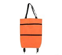 Carrito de compras portátil con bolsa integrada para comestibles, picnics y lavandería, marco fuerte con tela que soporta cargas pesadas con facilidad (amarillo y naranja)