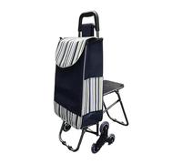 Carrito de compras portátil con marco de acero, carrito de la compra de nailon, plegable, con ruedas y asiento, ligero para un fácil transporte