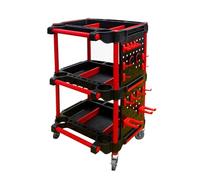 Carrito de detalles de coche con ruedas, carrito de detalles de lavado de autos de 3 niveles con placa lateral para colgar y ganchos, para mecánicos y detalladores durante las reparaciones, carrito de