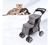 Carrito de doble capa de alta calidad para perros y perros, plegable, extraíble y fácil de montar, diseño de persiana enrollable con ranura para tarjetas de taza