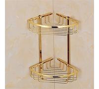 Carrito de ducha de esquina Estante de baño Cobre Dorado Jabonera de 1-2 niveles Champú Gel de ducha Estante de almacenamiento Estante de esquina Botellas de condimento montadas en la pared Soporte Es