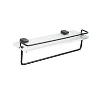 Carrito de ducha Estante de baño acrílico Espacio Estantes flotantes de aluminio con barra para toallas Tocador a prueba de herrumbre montado en la pared Estante de almacenamiento de productos cosméti