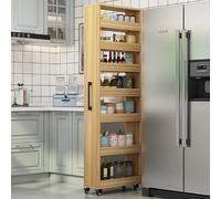 Carrito de especias delgado de 7 niveles con ruedas, 5.9 pulgadas de profundidad, almacenamiento de cocina de doble cara para espacios pequeños, estantes de almacenamiento estrechos móviles