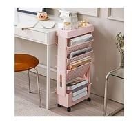 Carrito de estantería rodante de 5 niveles con ruedas bloqueables, organizador de almacenamiento móvil para oficina, hogar, estudio y utilidad, carrito de libros y suministros que ahorra espacio para