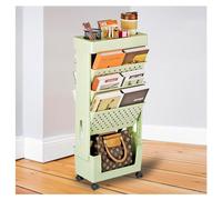 Carrito de estantería rodante de 5 niveles con ruedas, estante de almacenamiento móvil, mesa auxiliar extraíble y cesta perfecta para oficina en casa y biblioteca, elegante para libros y decoración