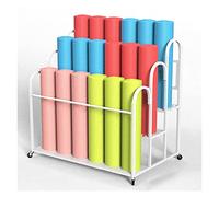 Carrito de esterilla de yoga con ruedas, organizador de almacenamiento de pie para tapetes de ejercicio y rodillos de espuma, soporte de exhibición multiusos