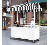Carrito de exhibición de quiosco con toldo, puesto de postre del vendedor para helado/juguete, ruedas bloqueables para eventos de mercado