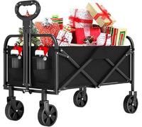 Carrito de Festival de 220 litros con Ruedas, Carrito Plegable con Ruedas Todo Terreno de 360°, asa Ajustable y Bolsillo Lateral, Carrito de Camping portátil para Playa, jardín, Picnic, Compras y