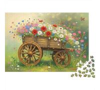 Carrito de Flores rústicas Puzzle Imposible,desafío para Adultos Interesante Entretenimiento Creativo 1000 Piezas Obra De Arte De Juego De para Adultos Y Niños 52x38cm/1000pcs