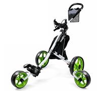 Carrito de golf de 3 ruedas de alta calidad, carrito de empuje plegable ligero con sistema de plegado rápido, marco de aleación duradero y ruedas grandes de EVA para un fácil transporte del campo
