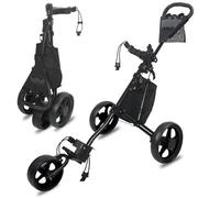 Carrito de Golf de 3 Ruedas, Plegable, con Bolsa Isotérmica, Manillar Ajustable en Múltiples Ángulos y Freno de Pie, de Alta Capacidad de Carga(Black)