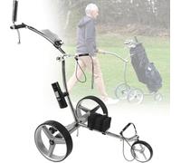 Carrito de Golf Eléctrico con Mando, Plegable 3 Ruedas, Doble Motor 24V/400W, Autonomía 20 km, Carga 30 kg, Control Automático Todo Terreno, Motor Silencioso y Puerto USB