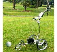 Carrito de golf motorizado con control remoto, carrito eléctrico de 3 ruedas resistente con motor de 400 W, marco de acero resistente, freno de pie, red de malla y soportes