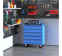 Carrito de Herramientas Móvil HOMCOM, Gabinete Rodante con 5 Cajones en Azul