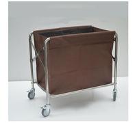 Carrito de hotel plegable de acero inoxidable resistente con mango suave, ruedas de goma suave de 4 pulgadas y diseño de bolsa de tela adhesiva para un fácil transporte y almacenamiento