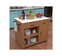 Carrito de isla de cocina portátil con borde de comedor y armario de almacenamiento, ideal para cocina y cocina