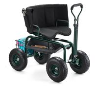 Carrito de jardín con ruedas VEVOR con asiento giratorio, respaldo, de herramientas, rueda, y mango extensible