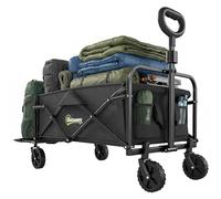 Carrito de jardín Plegable Outsunny de 72 litros con 4 Ruedas, Carrito de Camping de Tela Oxford con Bolsa de Transporte y asa Ajustable para picnics, la Playa y la Pesca, Negro