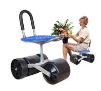 Carrito de jardín rodante resistente, taburete de trabajo portátil con ruedas, diseño plegable de acero y deslizamiento suave para un fácil mantenimiento del patio al aire libre