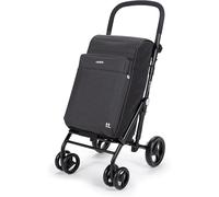 Carlett Carrito de la Compra Plegable con 4 Ruedas y Bolsa Extensible 62L, Bolsa Isotérmica 12L, Manillar Regulable, Freno de Seguridad y Ruedas Giratorias 360º, Urban Family, Color Negro