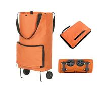 Carrito de la compra con ruedas, carrito de la compra plegable, carrito de compras plegable para supermercado, bolsa reutilizable (naranja)