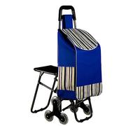 Carrito de la compra con ruedas, carrito multifuncional para subir escaleras, 2 en 1, con cuerdas de tensión ajustables y silla plegable
