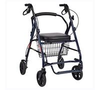 Carrito de la Compra de Acero al Carbono Anciano comprando Verduras con Asiento con Ruedas Carrito de la Compra Plegable Plegable portátil Carrito Andador Walker (Azul) (Azul)