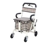 Carrito de la compra para ancianos con ruedas, carrito de compras resistente con asiento, 4 ruedas, ayuda médica para caminar, plegable, andador con ruedas de accionamiento, marco de aleación de