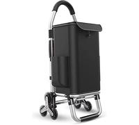 Carrito de la compra plegable, carrito de aluminio ligero con bolsa Oxford desmontable, capacidad de 36 litros, diseño de escalada de escaleras para un fácil transporte de comestibles