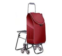 Carrito de la compra plegable - Carrito para subir escaleras con 6 ruedas de goma, cubierta impermeable, plegable y portátil ayudante de comestibles