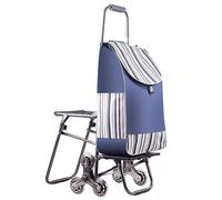 Carrito de la compra plegable - Carrito para subir escaleras con 6 ruedas de goma, cubierta impermeable, plegable y portátil ayudante de comestibles