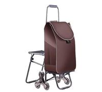 Carrito de la compra plegable - Carrito para subir escaleras con 6 ruedas de goma, cubierta impermeable, plegable y portátil ayudante de comestibles