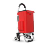 Carrito de la compra plegable con 6 ruedas, carrito rojo ligero para un fácil transporte y uso resistente, perfecto para comestibles y actividades al aire libre