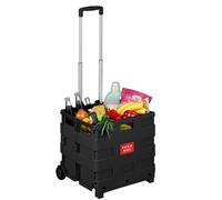 Relaxdays Carrito de la Compra Plegable, Negro | Con ruedas y asa telescópica, hasta 35 kg