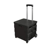 Carrito de la compra plegable con tapa, carrito de comestibles de 2 ruedas, resistente, capacidad de 40 kg, carrito de transporte con asa, ideal para supermercados y soluciones de almacenamiento