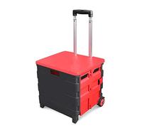 Carrito de la compra plegable con tapa, carrito ligero de transporte de 2 ruedas con asa, cesta de almacenamiento resistente, capacidad de carga de 40 kg, ideal para supermercados y mercados.