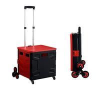 Carrito de la compra plegable con tapa, carrito portátil de 65 litros con 8 ruedas, caja de almacenamiento multifuncional para SUV, mango ajustable, fácil de subir escaleras.