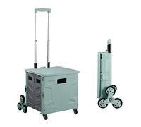 Carrito de la compra plegable con tapa de 65 litros, carrito de supermercado de gran capacidad, 8 ruedas para subir escaleras fácilmente, caja de almacenamiento de altura ajustable para SUV y