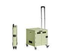 Carrito de la compra plegable con tapa, mango telescópico, ligero y portátil para almacenamiento de comestibles, camping, ideal para un fácil transporte (blanco, mediano)
