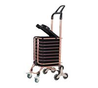 Carrito de la compra plegable de aluminio ligero con bolsa y ruedas, capacidad de 60 L, diseño de escalera, perfecto para acampar y aventuras al aire libre