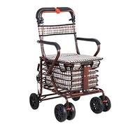 Carrito de la compra resistente con asiento, 4 ruedas, carrito plegable de ayuda médica para caminar, andador rodante de conducción, marco de aleación de aluminio de calidad ligera, utilizado para
