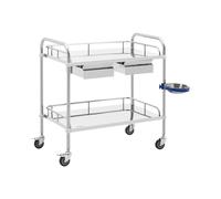 Carrito de laboratorio - acero inoxidable - 2 estantes de 74 x 44 x 13 cm - 2 cajones - 20 kg | Steinberg Systems