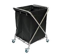 Carrito de Lavandería Plegable, Carrito Rodante para Ropa Blanca de Hotel, Carro Industrial Plegable en Forma de X con Bolsa Extraíble, para Organizar Ropa, Juguetes y Artículos Diversos(Black)