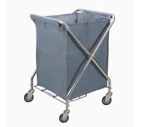 Carrito de Lavandería Plegable, Carrito Rodante para Ropa Blanca de Hotel, Carro Industrial Plegable en Forma de X con Bolsa Extraíble, para Organizar Ropa, Juguetes y Artículos Diversos(Gray)
