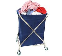 Carrito de lavandería Plegable Comercial, Carrito de Servicio Industrial Grande Plegable en Forma de X con Ruedas, cesto de lavandería rodante con Estructura de Acero y Tela Oxford impermeab