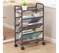Carrito de libros móvil con ruedas, almacenamiento compacto de escritorio, estantería rodante para una fácil organización y soluciones de ahorro de espacio