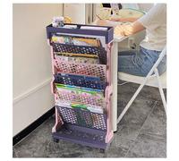 Carrito de libros rodante, estantería móvil de varios niveles con ruedas, almacenamiento para el aula y revistero, diseño vertical, color negro
