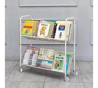 Carrito de libros rodante, organizador de estantería móvil, carrito de estantería de metal para oficina, aula, biblioteca, sala de estudio