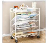 Carrito de libros rodantes de 5/6 niveles con ruedas, estantería móvil para estudiantes, organizador de almacenamiento de archivos movible para dormitorio, aula, sala de estar, escuela (tamaño: 15.6 x