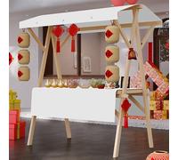 Carrito de madera con soporte para perros calientes, carrito de helado con toldo, carrito plegable para aperitivos y dulces, ideal para uso comercial